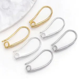 Copper earring hooks DIY jewelry making accessories gold and silver color U shaped loops 50pc