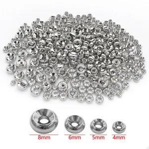 Perles d'espacement argentées à double roue inversée pour bijoux DIY 8mm 6mm 5mm 4mm