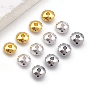 Perles d'espacement abaque en cuivre plaqué or et argent pour bijoux de bracelet.
