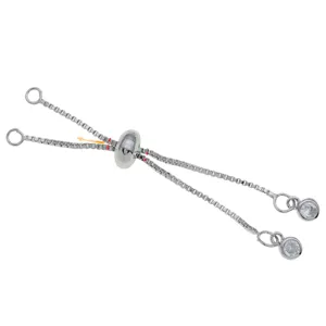 Adjustable slider chain bracelet DIY jewelry accessories with cubic zirconia charms and silicone bead.
