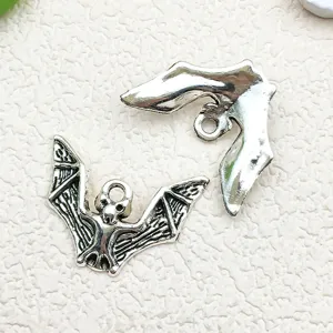 Vintage antique silver bat wings charms pendant for DIY jewelry making accessories and crafts supply.