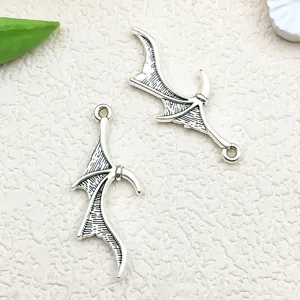 Retro silver bat wing alloy pendants, gothic DIY jewelry charms for handmade crafts.
