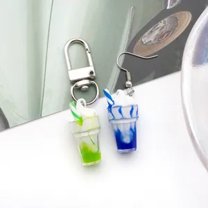Detailed view of cute mini ice cream milkshake cup DIY jewelry charms, perfect for earrings.
