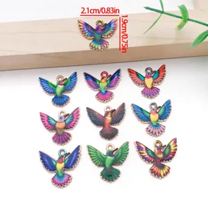 Colorful hummingbird enamel alloy charms pendant DIY necklace keychain jewelry making crafting supplies
