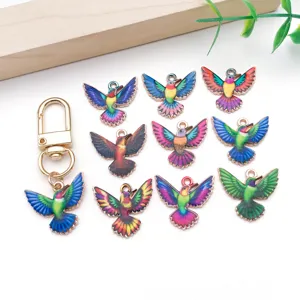 Colorful hummingbird enamel charm alloy DIY jewelry pendant keychain accessory crafting item