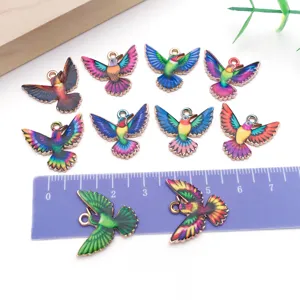 Colorful enamel hummingbird alloy charms for diy jewelry making, necklaces and bracelets.