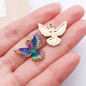 Colorful enamel hummingbird alloy charms pendants for DIY jewelry making necklace crafts.