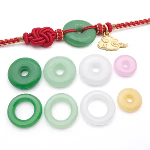 Chinese style glazed imitation jade peace buckle beads and DIY bracelet accessories detail view.