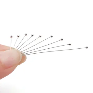 Silver metal ball head pins for jewelry making, DIY handmade beading crafting accessories.