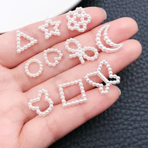 Accesorios de Perlas de Imitación para Nail Art DIY Abalorios Artesanales de Resina Corazón Hueco Lazo Pentagrama para Funda Joyería