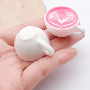 Mini resin coffee cup pendant DIY handmade charm cute miniature drinks craft accessory detail