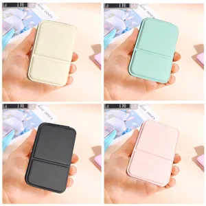 Portable Foldable Makeup Mirror PU Leather Desktop Vanity Mirror Small Pocket Cosmetic Mirror For Student Dorm Travel