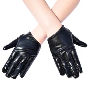 Gants Courts Mitaines Punk Métallique Brillant pour Femme Sexy Performance de Danse Clubwear Fête Hip Hop Accessoires de Mode