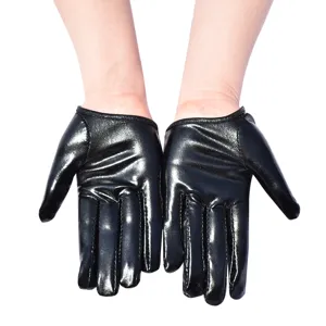 Gants courts brillants sans doigts style punk pour femmes, accessoires parfaits pour danse et fête.
