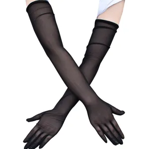 Eleganti Guanti Lunghi in Rete da Donna Accessori per Abiti da Sera Elastici con Protezione Solare Guanti da Opera Sexy in Poliestere