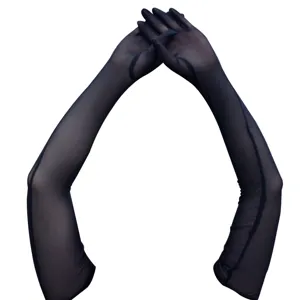 Guanti lunghi in tulle trasparente 55cm guanti neri elastici da sera elegantissimi