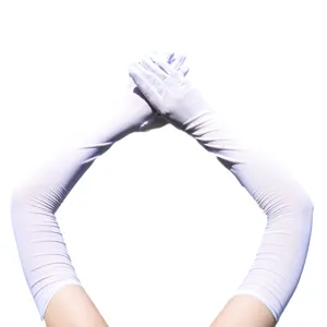 Guanti lunghi in rete trasparente da 55cm per donna, accessori eleganti per abito da sera.