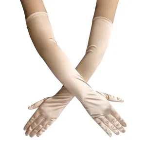 Damen lange Satin Handschuhe Opern Länge Vintage 1920er Braut Hochzeit Abend Party Kostüm