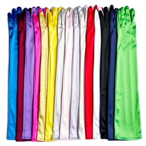 Lange Satin Handschuhe in bunten Farben fur Damen Hochzeit Cosplay 1920er Party Kostum