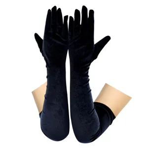 Lange schwarze Samthandschuhe für Damen, elegante Abendkleider und Opern Accessoires.