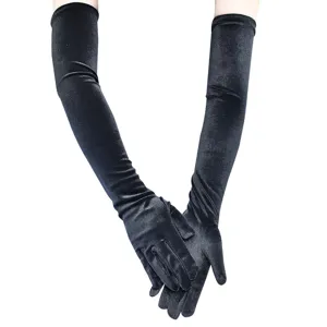 Damen lange schwarze Samthandschuhe elegante Abendkleid Oper Party warme Winter Handschuhe