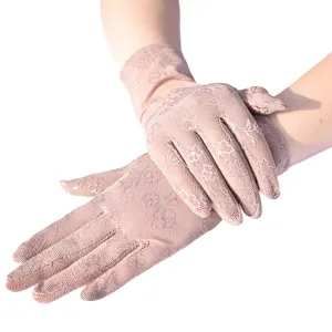 Damen atmungsaktive Netzspitze kurze Handschuhe Frühling Sommer Klee UV Schutz Radfahren