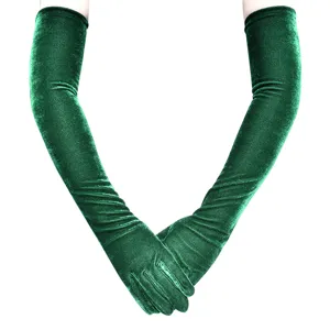 Damen lange Samthandschuhe dunkelgrün vintage Abendkleid thermische warme Winterhandschuhe