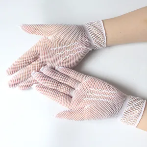 White fishnet gloves short hollow mesh gloves sexy bridal wedding sun protection accessories