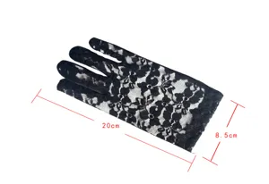Schwarze kurze Spitzenhandschuhe elegante Blumen Hochzeit Braut Handschuhe Sonnenschutz