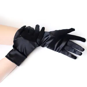 Damen Kurze Satingandschuhe Sonnenschutz Tanz Performance Retro Party Elegant JK Stil Einfarbig Hochzeit Handschuhe