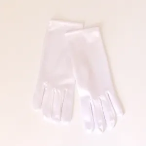 Damen kurze weiße Satin Handschuhe für Tanzaufführung Abendparty Sonnenschutz elegant.