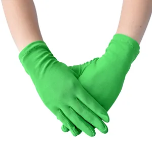 Damen kurze elastische Satin Handschuhe atmungsaktiv dunen Tanz Etikette Handschuhe