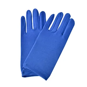 Blaue Damen Milchseide elastische kurze Handschuhe für Etikette, Tanz und Sonnenschutz.