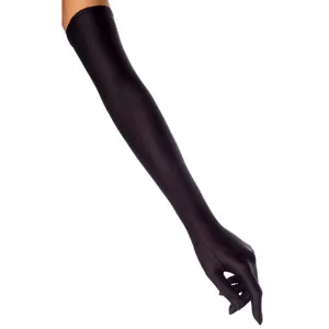 Schwarze lange Satin-Handschuhe für Damen Abendparty Opern-Performance Sonnenschutz UV