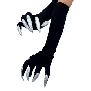 Halloween long nail witch gloves black cosplay costume party performance spooky claws props