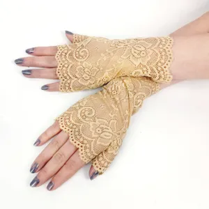 Damen spitze fingerlose handschuhe eleganter sonnenschutz UV block kurze halbe finger handschuhe.