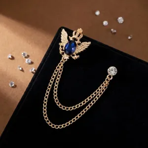 Vintage Retro Adler Krone Brosche mit Blauem Stein Kette Anzug Pin Schmuck Detail