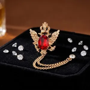 Vintage doppelköpfiger Adler Krone Brosche Kristall Anzug Anstecknadel Modeschmuck