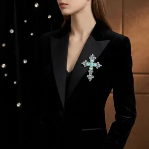 Legierung Strass Kreuz Brosche für Damen, vintage gothic stil mode anzug jacke pin schmuck.