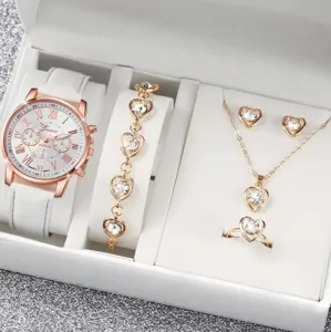 Set regalo orologio e gioielli da donna orologio al quarzo collana bracciale orecchini cuore