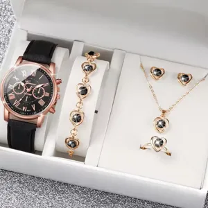 Set regalo orologio quarzo donna bracciale collana orecchini anello dettaglio