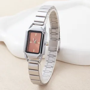 Elegante orologio da polso da donna in acciaio inossidabile con quadrante rettangolare chic.