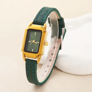 Vintage Rechteckig Damen Uhr Lederarmband Quarz Kleines Zifferblatt Mode Armbanduhr Retro Stil Elegant Schmuck Geschenk