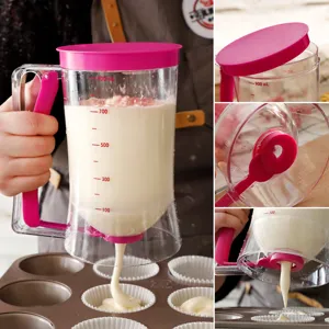 Kunststof Beslag Dispenser Met Schaal Bakhulpmiddel Maatbeker Voor Cake Pannenkoek Muffin Keuken Bakaccessoires