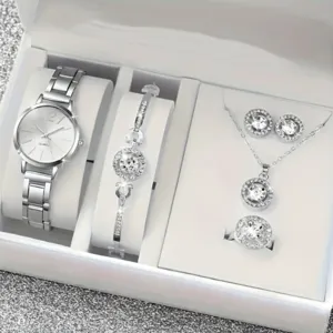 Elegante set di gioielli da donna con orologio braccialetto collana e orecchini