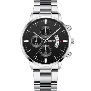Orologio al quarzo uomo grande quadrante cinturino acciaio cronografo business top