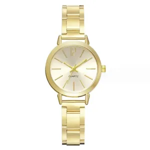 Donna moda oro quarzo orologio elegante metallo braccialetto orologio da polso per signora