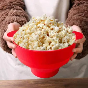 Faltbare Silikon Popcorn Schüssel Mikrowellengeeignet Popcornbereiter Eimer Mit Deckel Und Griffen Küchen Kochwerkzeug