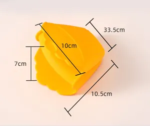 Vue detaillee de la pince alimentaire de cuisine en silicone jaune montrant les dimensions exactes.