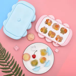 Siliconen Ijsjessvorm Cartoon met Deksel Ijsjesmaker DIY Ijs Pudding Gelei Doos Thuis Keuken Bakgereedschap